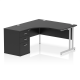 Rayleigh Ergonomic Corner Desk With 600mm Deep Pedestal - Cantilever Frame